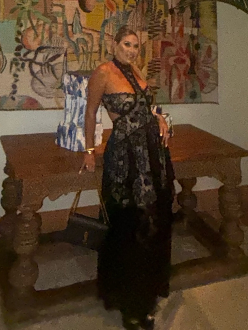 Black Lace Halter Maxi Dress - Women Dresses